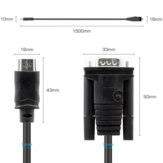 Câble HDMI vers VGA 1080P 1.5M