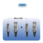 Câble Micro USB et USB C 3A charge rapide
